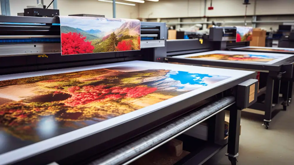 Digital print machines producing high-resolution landscape images.